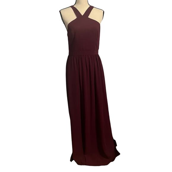 LuLus | Women's Magenta Flowy Maxi  Lined Halter Air of Romance Dress Sz L - Picture 2 of 7